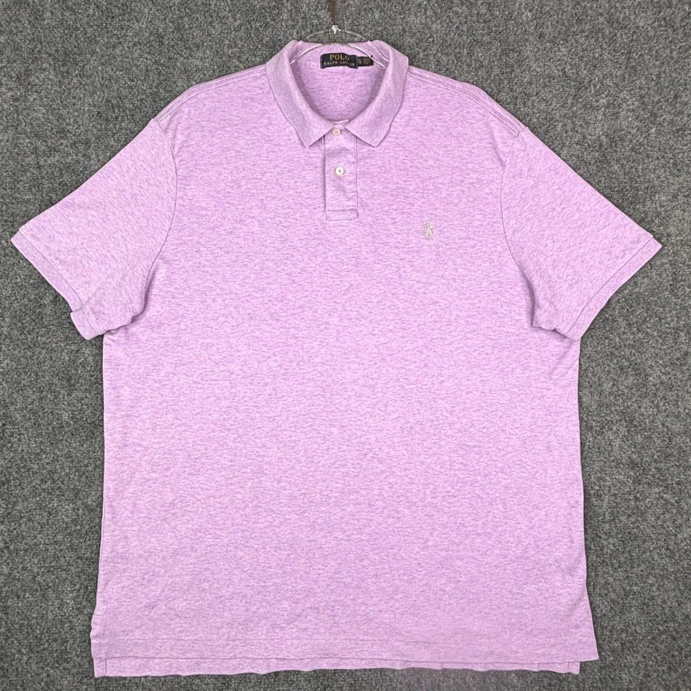 Polo Ralph Lauren Mens XL Purple Heather Short Sleeve Jersey Polo Shirt Lavender